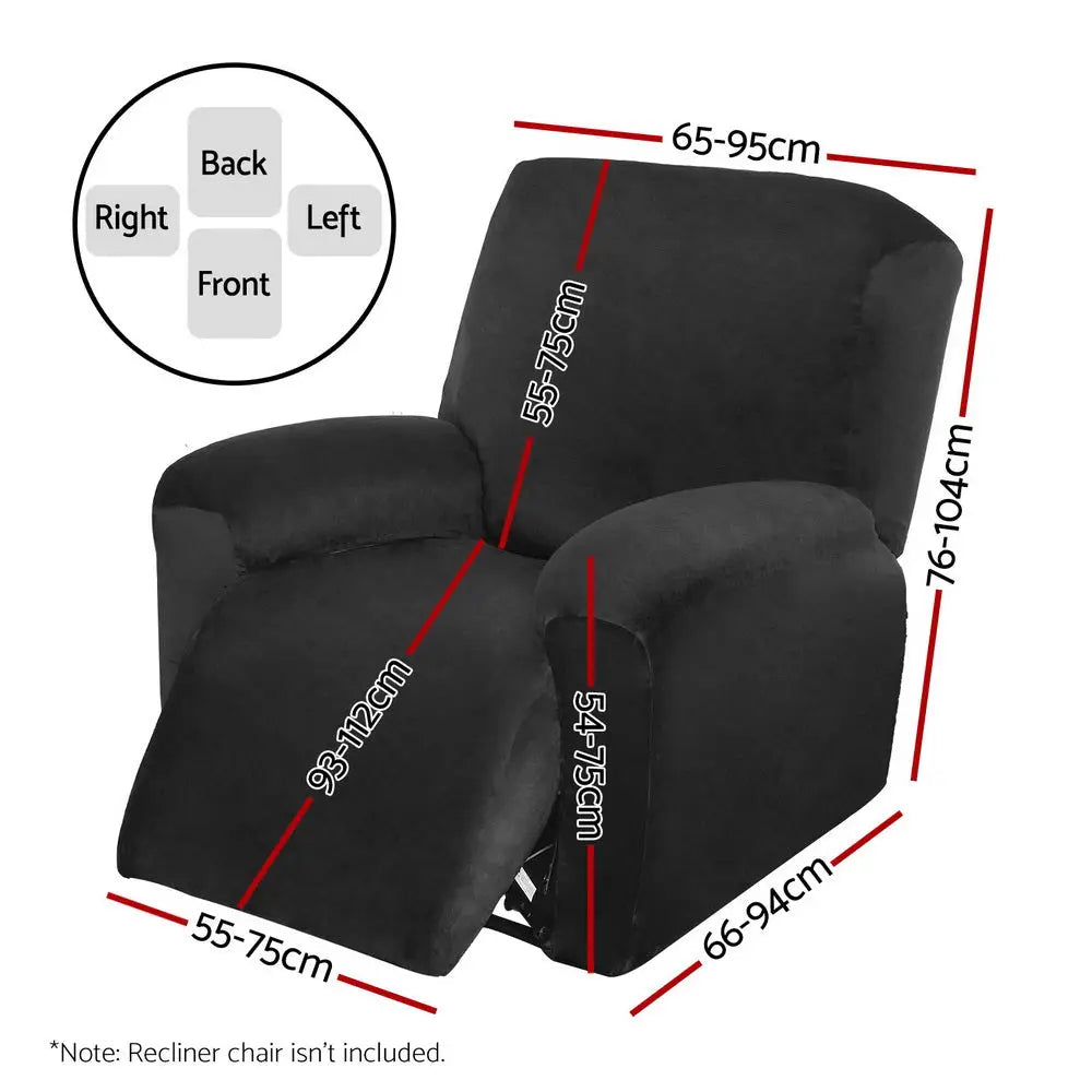 Artiss Recliner Chair Covers 1 Seater Velvet Black - Furniture > Bar Stools & Chairs > Arm Chairs & Recliners