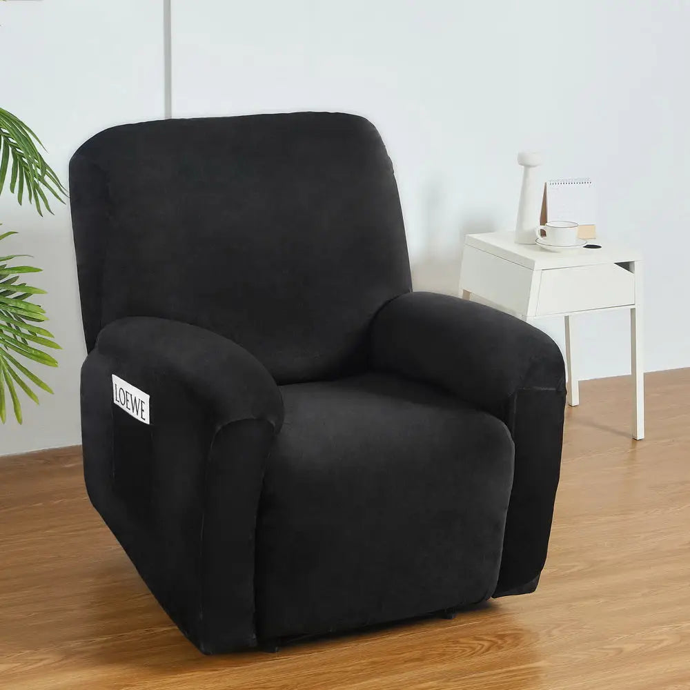 Artiss Recliner Chair Covers 1 Seater Velvet Black - Furniture > Bar Stools & Chairs > Arm Chairs & Recliners