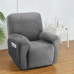 Artiss Recliner Chair Covers 1 Seater Velvet Grey - Furniture > Bar Stools & Chairs > Arm Chairs & Recliners