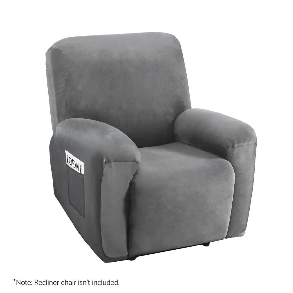 Artiss Recliner Chair Covers 1 Seater Velvet Grey - Furniture > Bar Stools & Chairs > Arm Chairs & Recliners