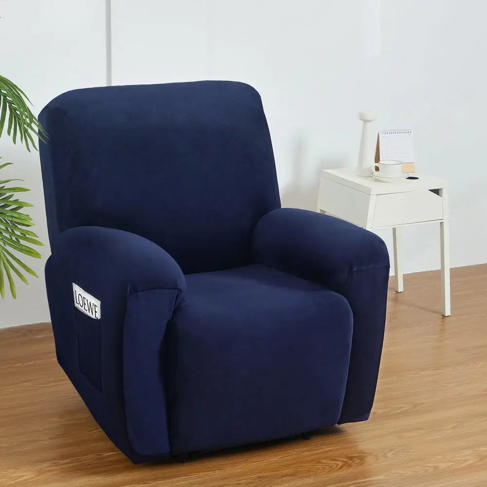 Artiss Recliner Chair Covers 1 Seater Velvet Navy - Furniture > Bar Stools & Chairs > Arm Chairs & Recliners
