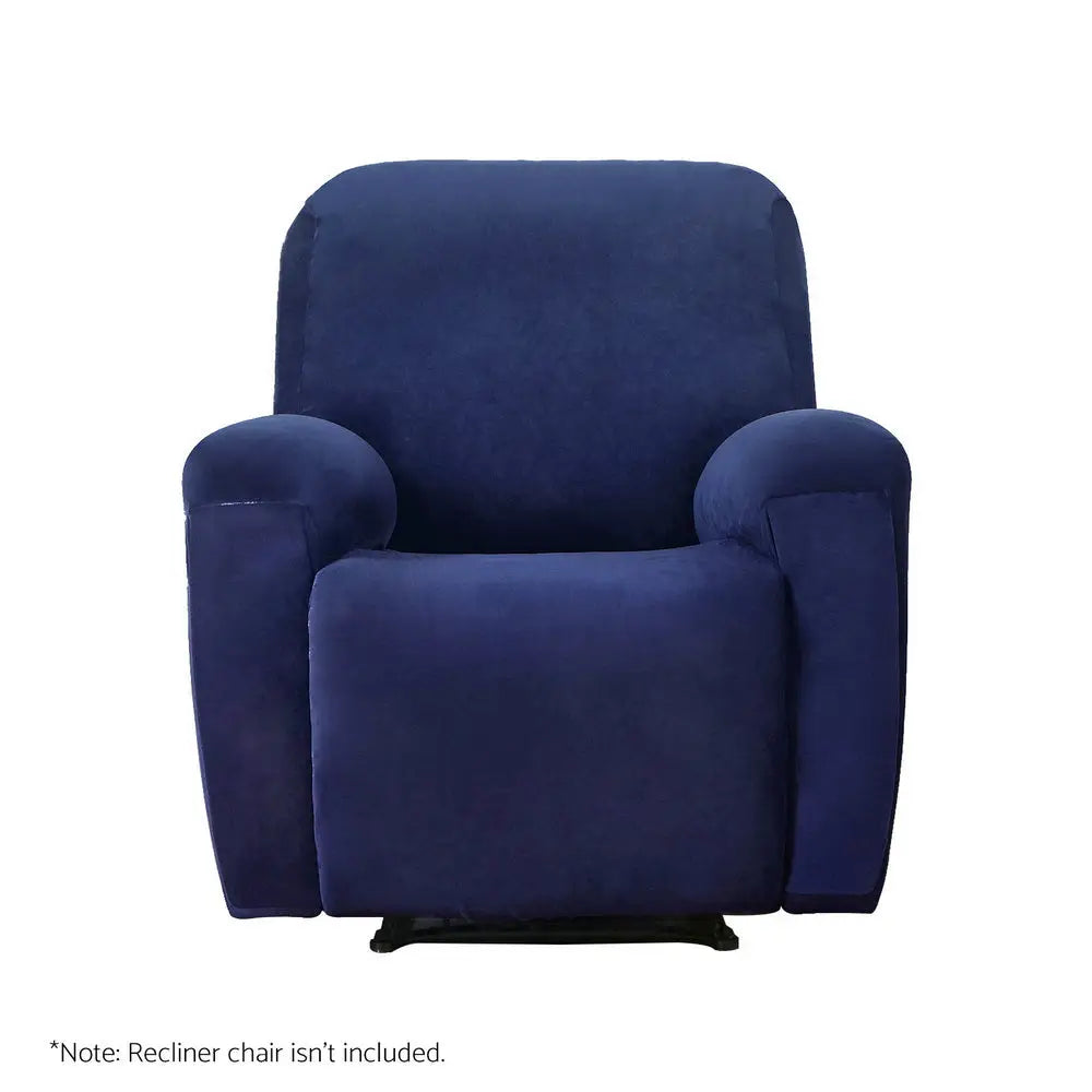 Artiss Recliner Chair Covers 1 Seater Velvet Navy - Furniture > Bar Stools & Chairs > Arm Chairs & Recliners