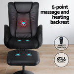 Artiss Recliner Chair Electric Heated Massage Chairs Faux Leather Cobble - Furniture > Bar Stools & Chairs