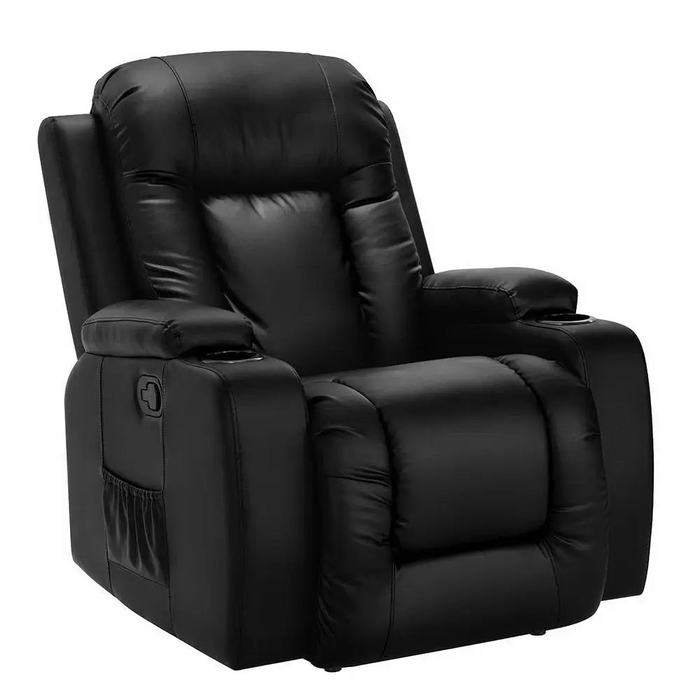 Artiss Recliner Chair Electric Heated Massage Chairs Faux Leather Cabin - Furniture > Living Room
