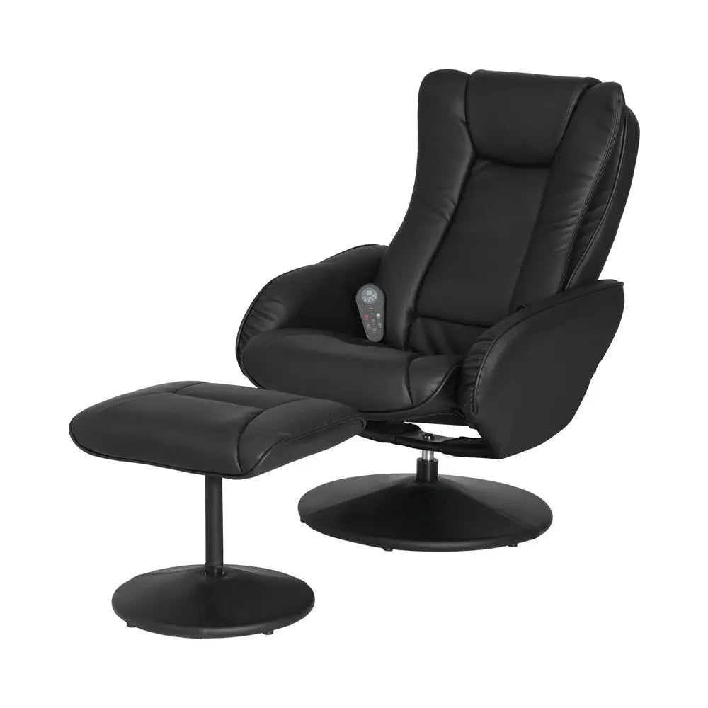 Artiss Recliner Chair Electric Heated Massage Chairs Faux Leather Cobble - Furniture > Bar Stools & Chairs