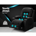Artiss Recliner Chair Electric Heated Massage Chairs Faux Leather Cabin - Furniture > Living Room