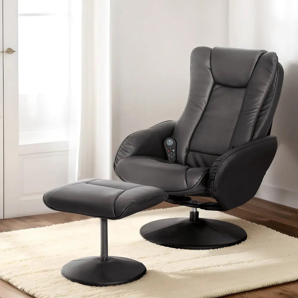 Artiss Recliner Chair Electric Heated Massage Chairs Faux Leather Cobble - Furniture > Bar Stools & Chairs