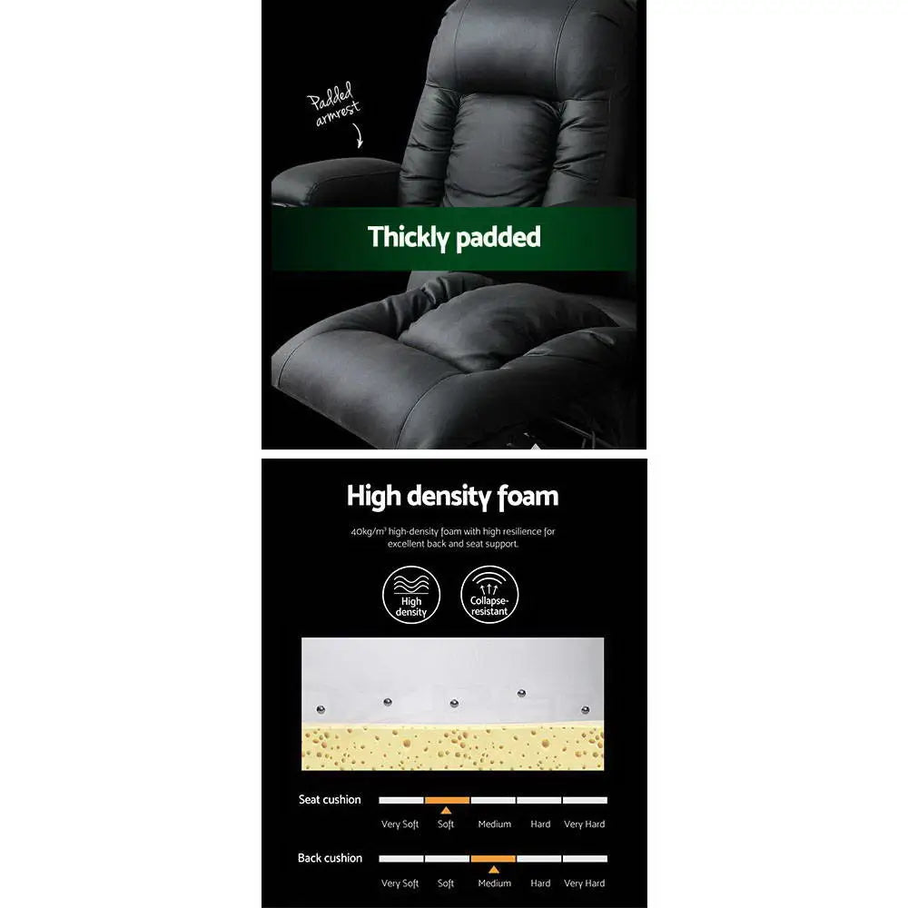 Artiss Recliner Chair Electric Heated Massage Chairs Faux Leather Cabin - Furniture > Living Room