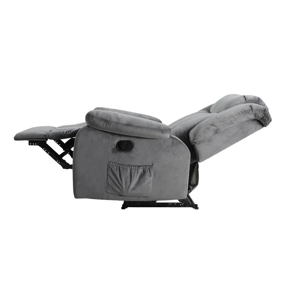 Artiss Recliner Chair Electric Massage Chair Velvet Lounge Sofa Heated Grey - Furniture > Living Room