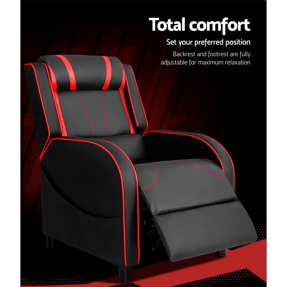 Artiss Recliner Chair Gaming Chair Leather Black Serik - Health & Beauty > Massage