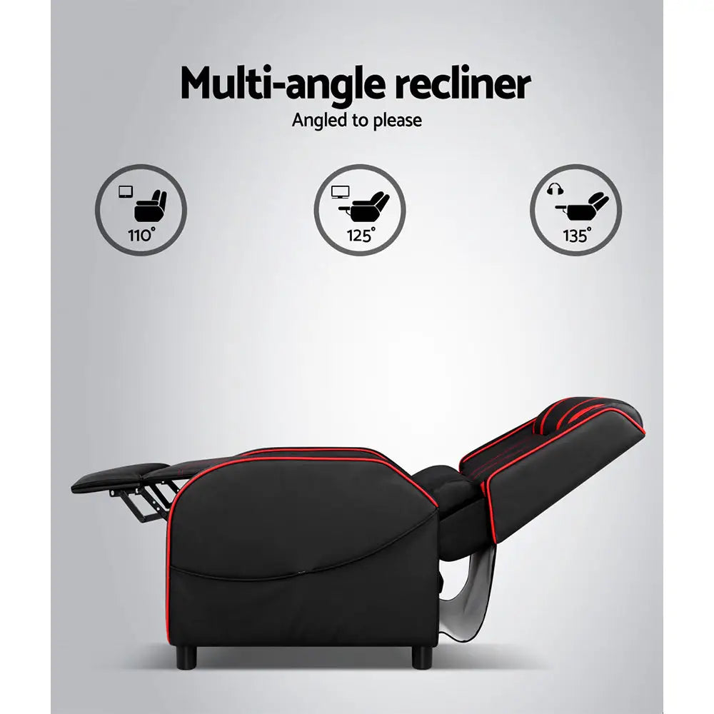 Artiss Recliner Chair Gaming Chair Leather Black Serik - Health & Beauty > Massage