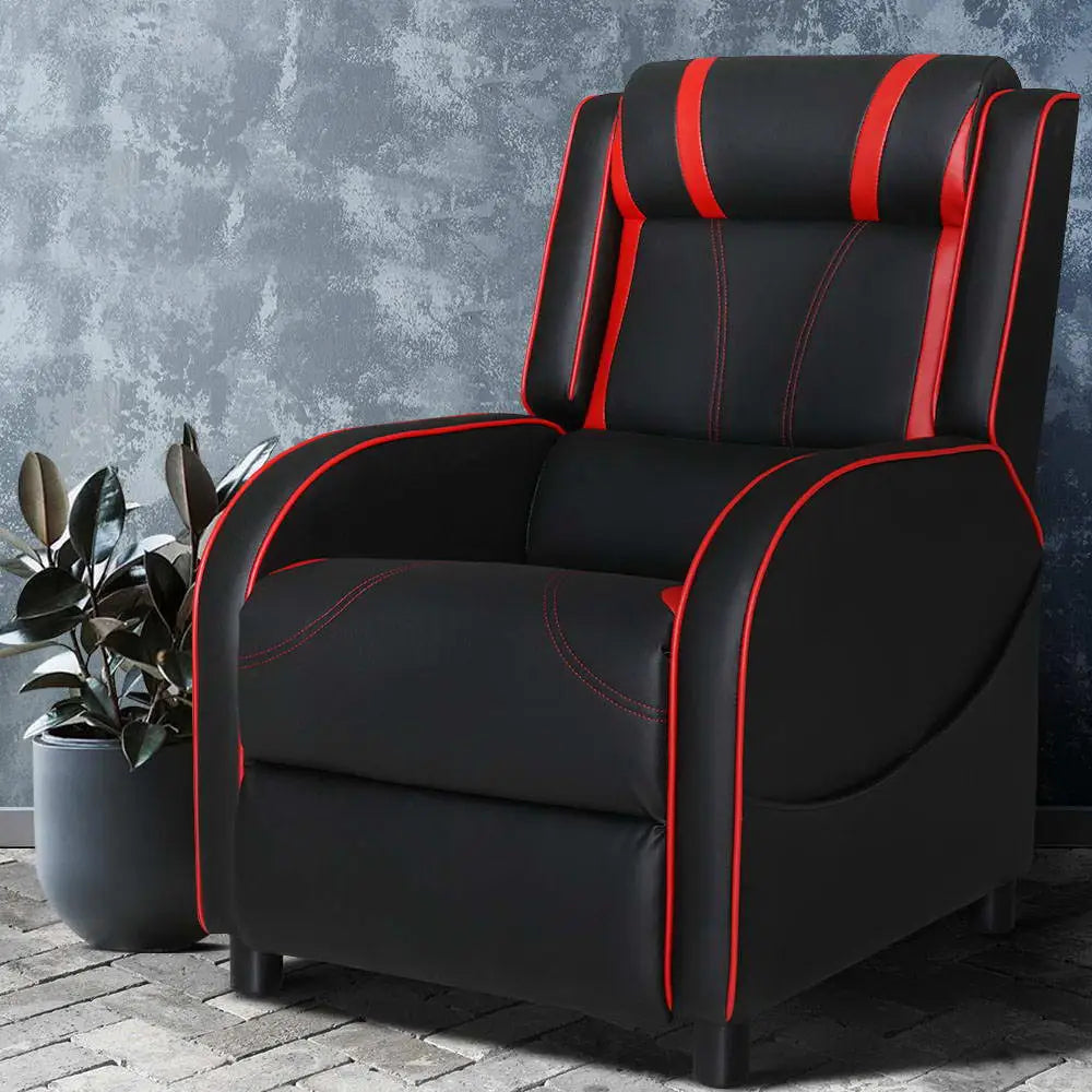 Artiss Recliner Chair Gaming Chair Leather Black Serik - Health & Beauty > Massage