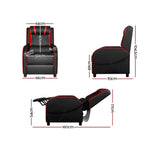 Artiss Recliner Chair Gaming Chair Leather Black Serik - Health & Beauty > Massage