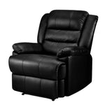 Artiss Recliner Chair Leather Black Cissy - Furniture > Living Room