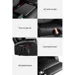 Artiss Recliner Chair Leather Black Tray Table Erika - Furniture > Living Room