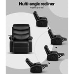 Artiss Recliner Chair Leather Black Tray Table Erika - Furniture > Living Room