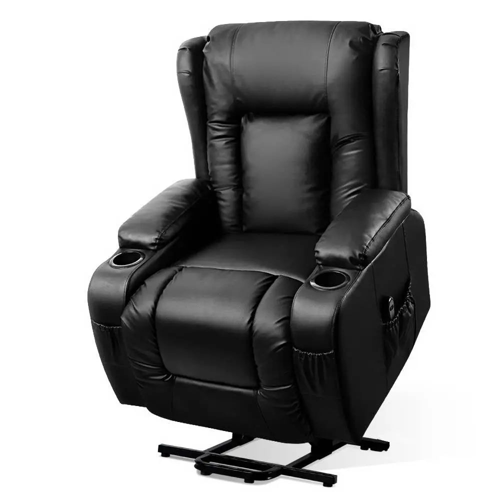 Artiss Recliner Chair Lift Assist Heated Massage Chair Leather Rukwa - Health & Beauty > Massage