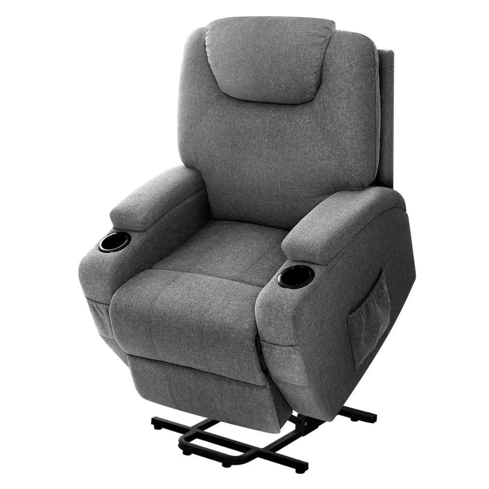 Artiss Recliner Chair Lift Assist Heated Massage Chair Velvet Milio - Health & Beauty > Massage
