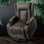 Artiss Recliner Chair Lift Assist Heated Massage Chair Velvet Rukwa - Health & Beauty > Massage