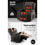 Artiss Recliner Chair Lift Assist Heated Massage Chair Velvet Rukwa - Health & Beauty > Massage