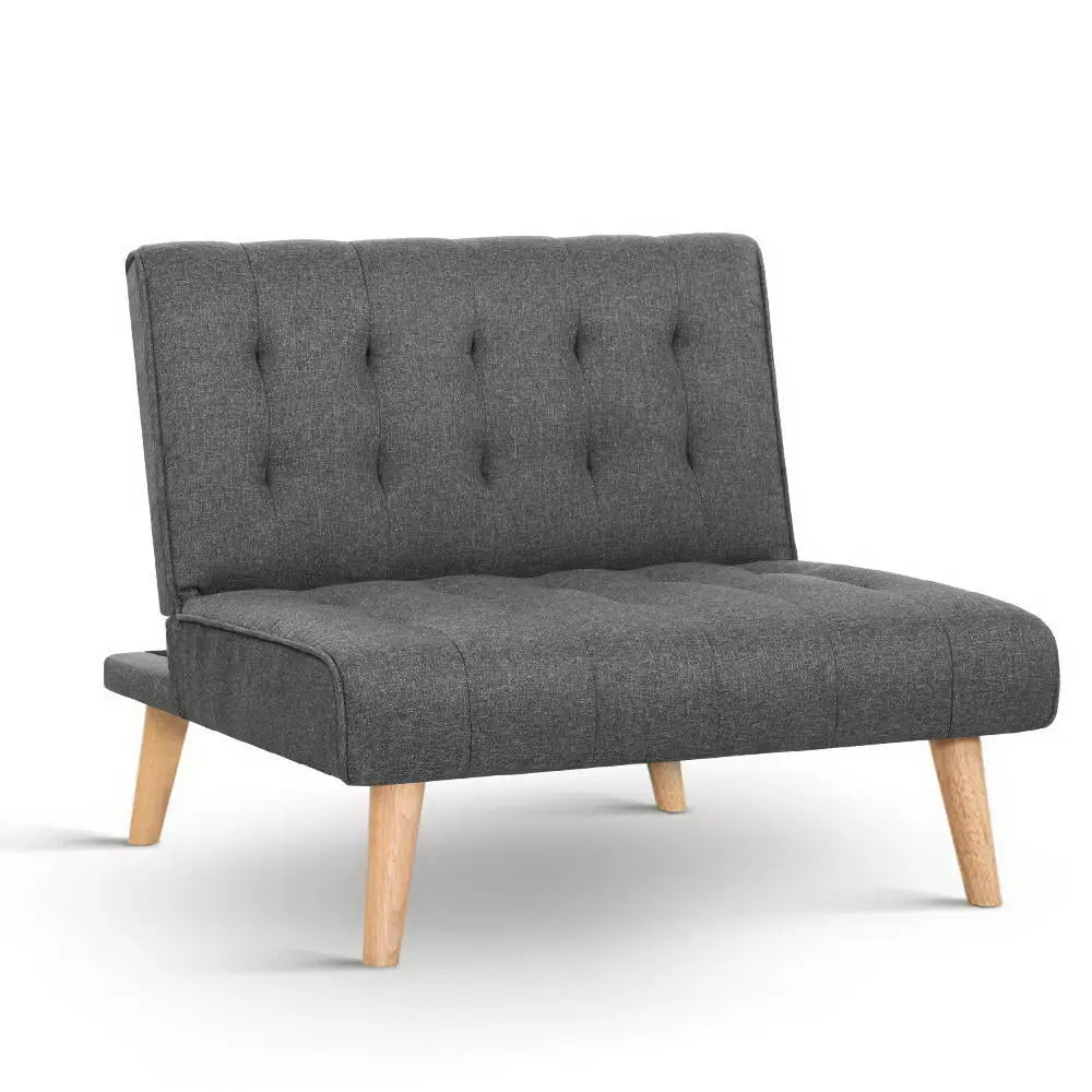 Artiss Recliner Single Sofa Bed Dark Grey Fabric - Furniture > Sofas