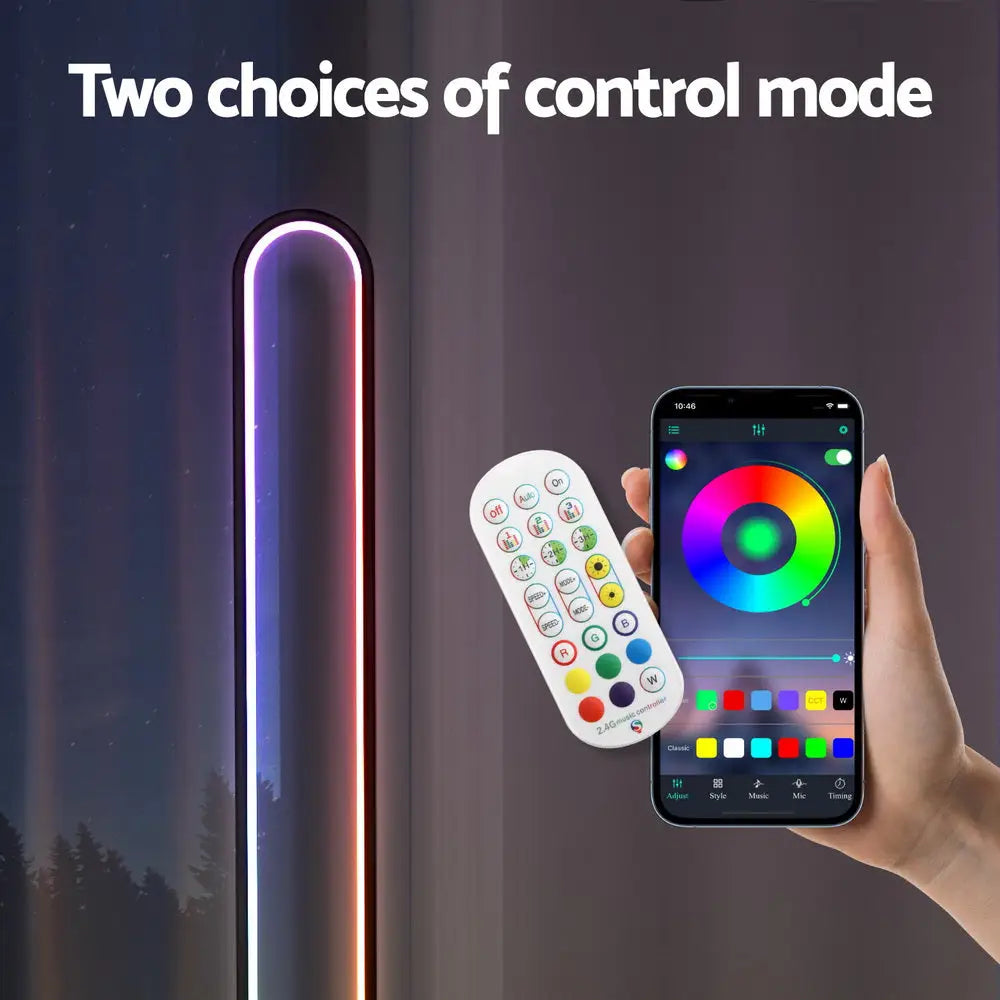 Artiss RGB LED Floor Lamp Remote Control Corner Light Stand Gaming Room 118CM - Home & Garden > Lighting > Floor Lamps
