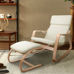 Artiss Rocking Armchair Bentwood Frame With Foot Stool Beige - Furniture > Living Room