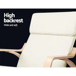 Artiss Rocking Armchair Bentwood Frame With Foot Stool Beige - Furniture > Living Room
