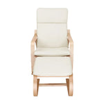 Artiss Rocking Armchair Bentwood Frame With Foot Stool Beige - Furniture > Living Room