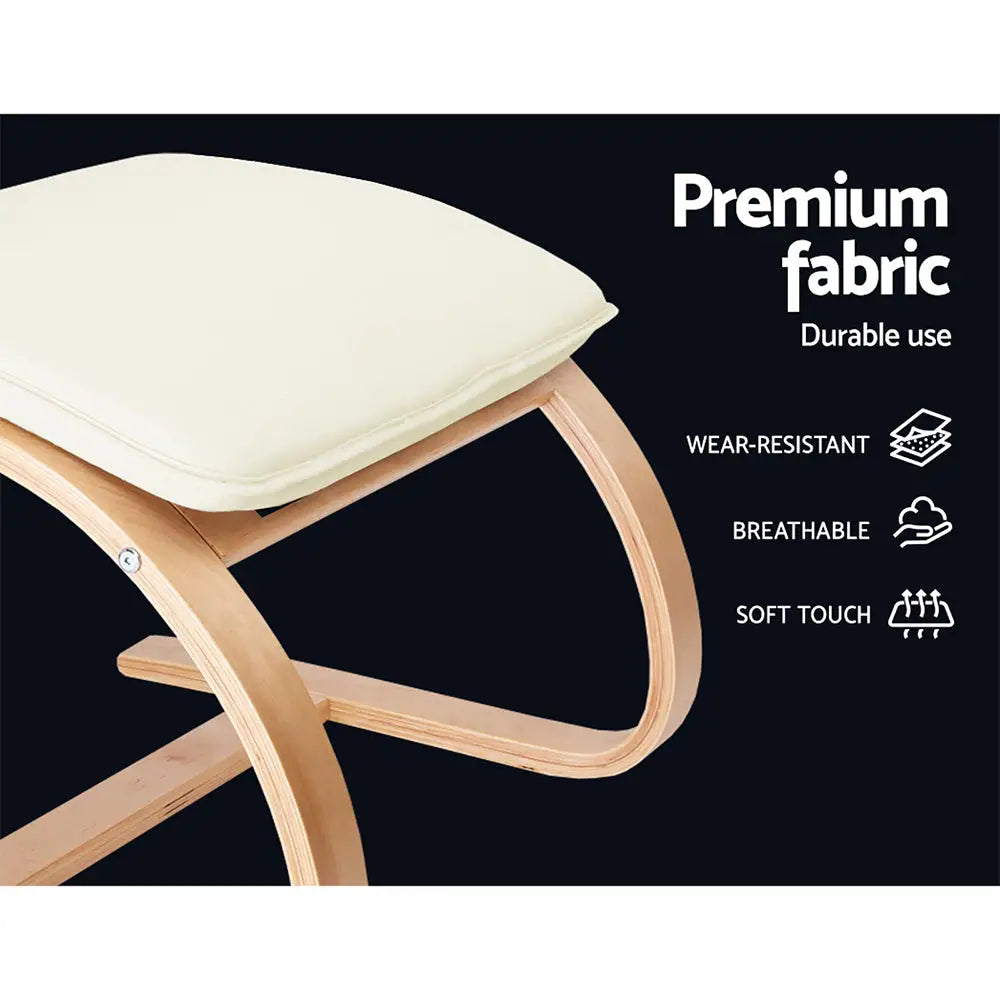 Artiss Rocking Armchair Bentwood Frame With Foot Stool Beige - Furniture > Living Room