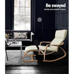 Artiss Rocking Armchair Bentwood Frame With Foot Stool Beige - Furniture > Living Room