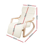 Artiss Rocking Armchair Bentwood Frame With Footrest Beige Afton - Furniture > Living Room