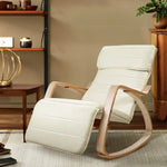 Artiss Rocking Armchair Bentwood Frame With Footrest Beige Afton - Furniture > Living Room