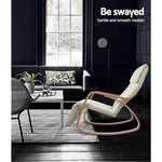 Artiss Rocking Armchair Bentwood Frame With Footrest Beige Afton - Furniture > Living Room