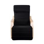 Artiss Rocking Armchair Bentwood Frame With Footrest Black Afton - Furniture > Living Room