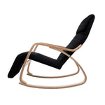 Artiss Rocking Armchair Bentwood Frame With Footrest Black Afton - Furniture > Living Room