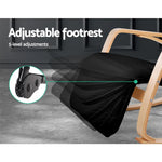 Artiss Rocking Armchair Bentwood Frame With Footrest Black Afton - Furniture > Living Room