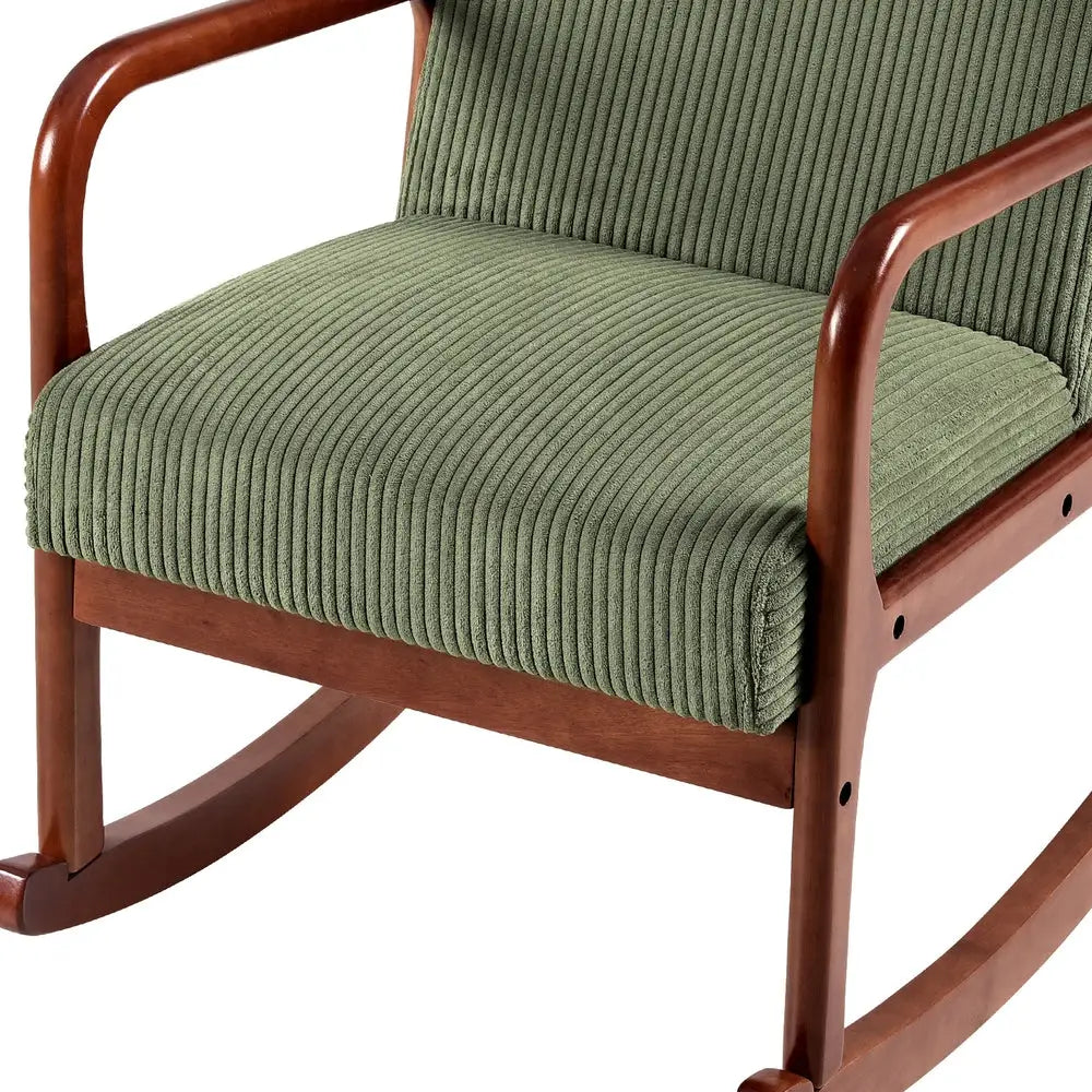 Artiss Rocking Armchair Nursing Chair Corduroy Green - Furniture > Bar Stools & Chairs > Arm Chairs & Recliners