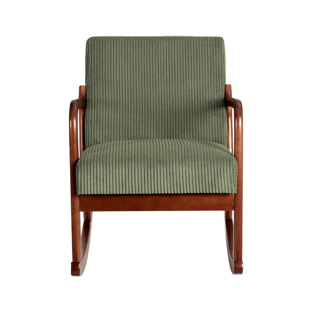 Artiss Rocking Armchair Nursing Chair Corduroy Green - Furniture > Bar Stools & Chairs > Arm Chairs & Recliners