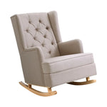 Artiss Rocking Chair Armchair Linen Fabric Beige Gaia - Furniture > Bar Stools & Chairs > Arm Chairs & Recliners