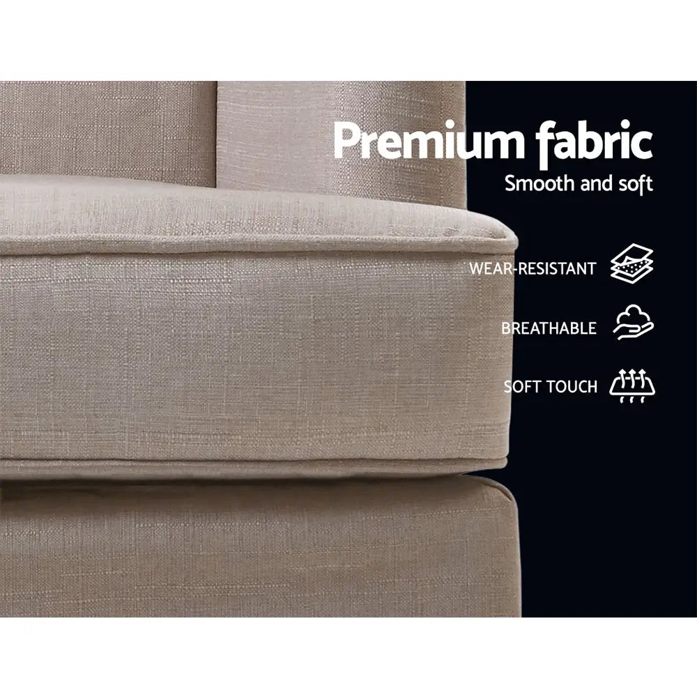 Artiss Rocking Chair Armchair Linen Fabric Beige Gaia - Furniture > Bar Stools & Chairs > Arm Chairs & Recliners