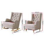 Artiss Rocking Chair Armchair Linen Fabric Beige Gaia - Furniture > Bar Stools & Chairs > Arm Chairs & Recliners