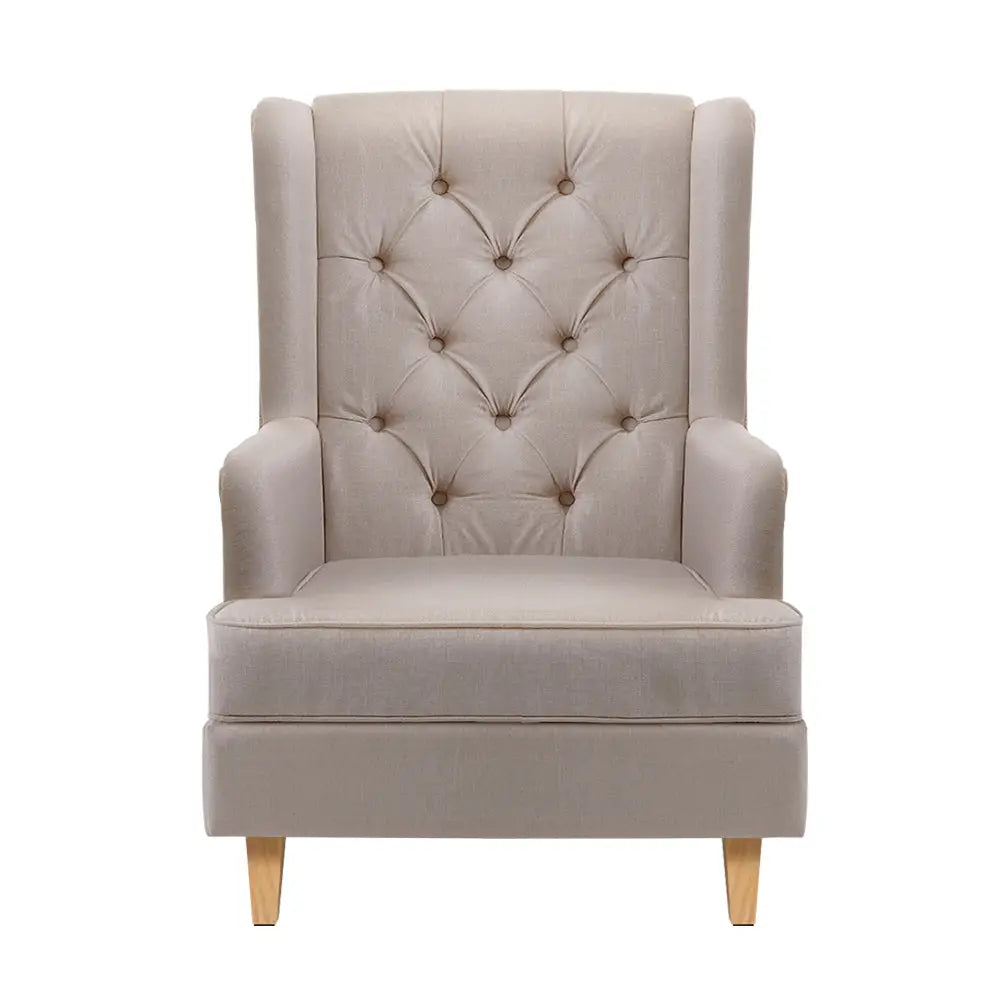Artiss Rocking Chair Armchair Linen Fabric Beige Gaia - Furniture > Bar Stools & Chairs > Arm Chairs & Recliners
