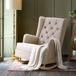 Artiss Rocking Chair Armchair Linen Fabric Beige Gaia - Furniture > Bar Stools & Chairs > Arm Chairs & Recliners