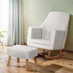 Artiss Rocking Chair Armchair Linen Fabric Beige Jonah - Furniture > Bar Stools & Chairs > Arm Chairs & Recliners