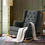 Artiss Rocking Chair Armchair Linen Fabric Charcoal Gaia - Furniture > Living Room