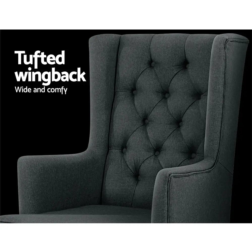 Artiss Rocking Chair Armchair Linen Fabric Charcoal Gaia - Furniture > Living Room