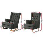 Artiss Rocking Chair Armchair Linen Fabric Charcoal Gaia - Furniture > Living Room