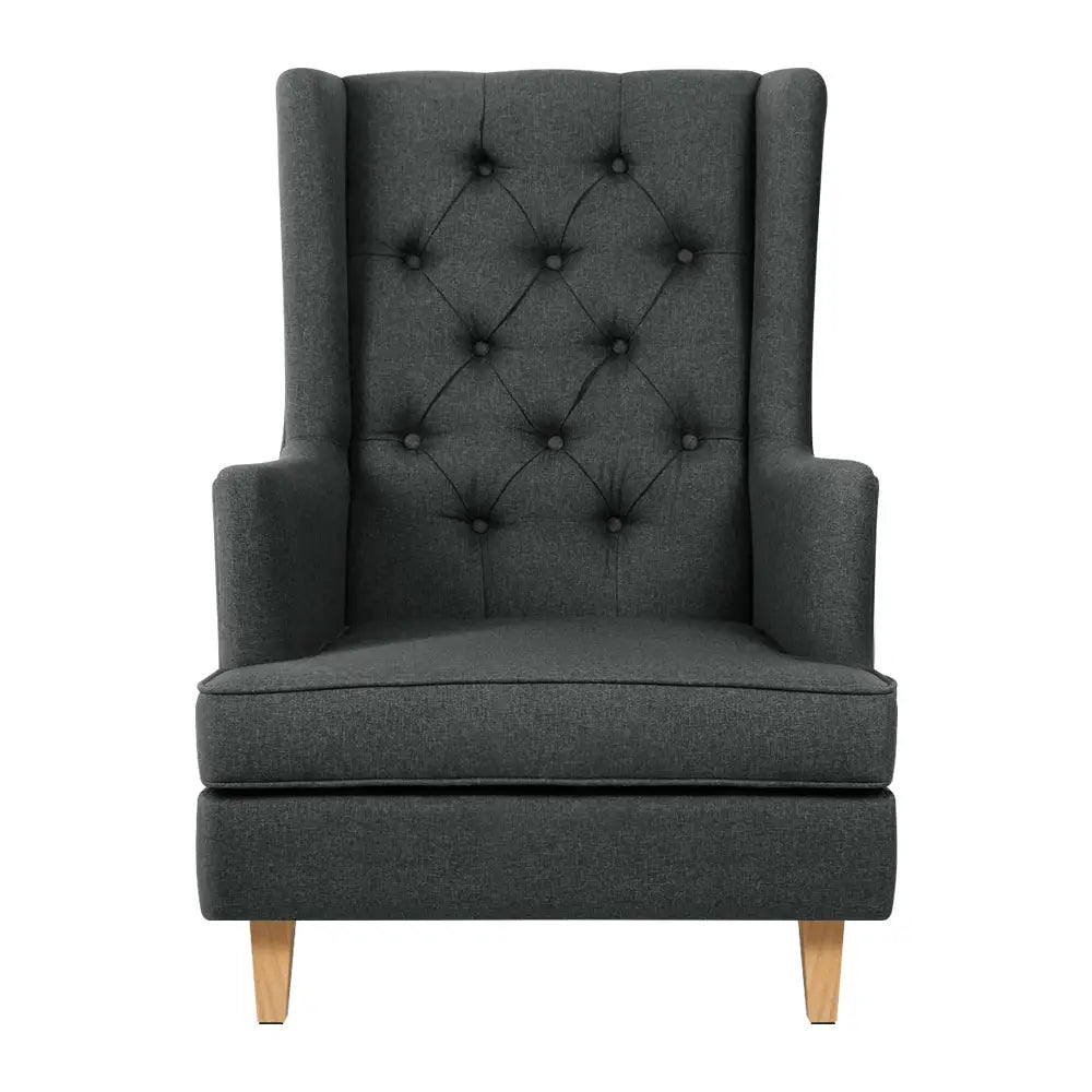 Artiss Rocking Chair Armchair Linen Fabric Charcoal Gaia - Furniture > Living Room