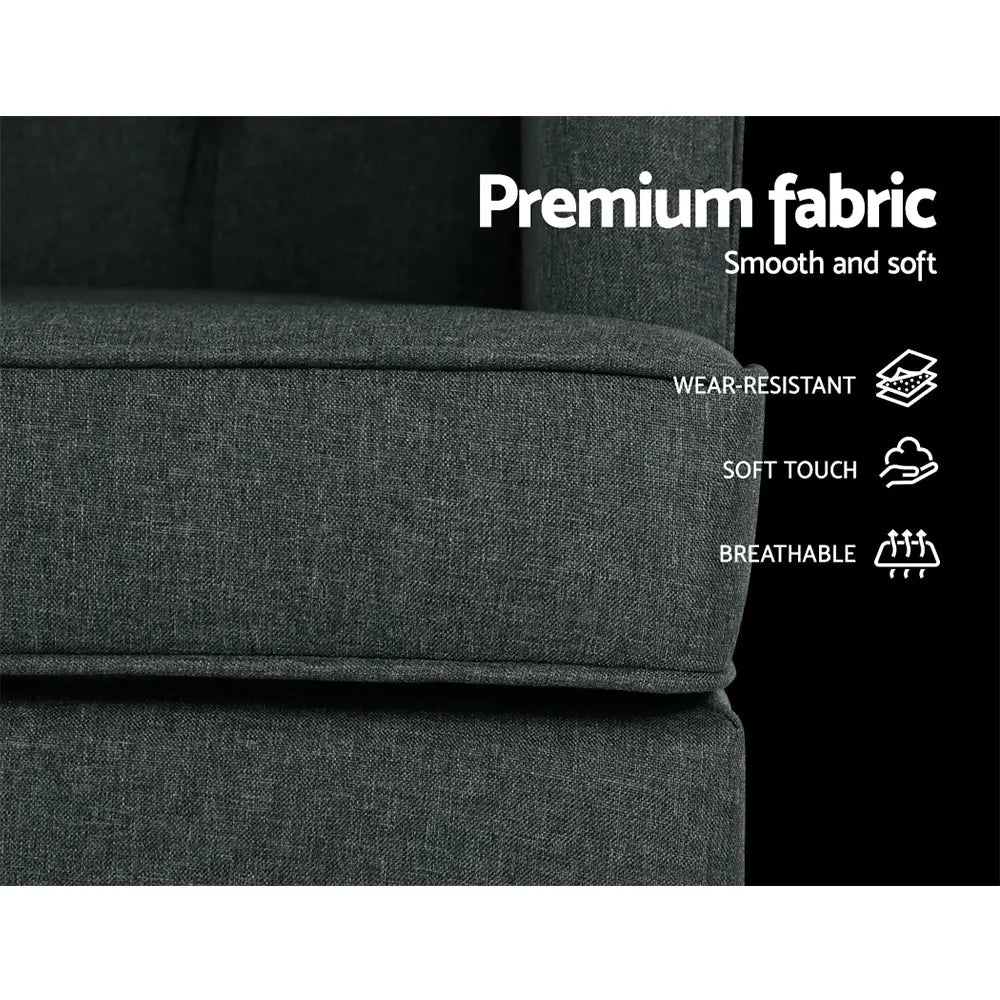 Artiss Rocking Chair Armchair Linen Fabric Charcoal Gaia - Furniture > Living Room